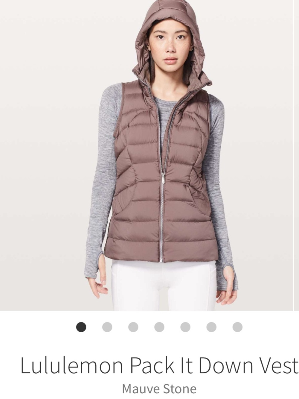 Lululemon Pack It Down Hooded Vest Mauve Stone Sz 8